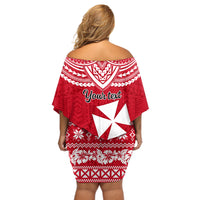 Personalised Wallis and Futuna Christmas Off Shoulder Short Dress Polynesian Tribal LT9 - Polynesian Pride