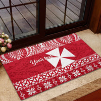 Personalised Wallis and Futuna Christmas Rubber Doormat Polynesian Tribal LT9 - Polynesian Pride
