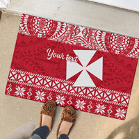 Personalised Wallis and Futuna Christmas Rubber Doormat Polynesian Tribal LT9 - Polynesian Pride