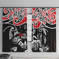 Aotearoa Toitu Te Tiriti Window Curtain New Zealand Stand Together Stand Stronger LT9 With Hooks Black - Polynesian Pride