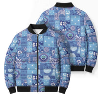 Federated States of Micronesia Merry Christmas Bomber Puffer Jacket Pacific Patchwork Xmas Vibes - Polynesian Pride
