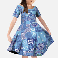 Federated States of Micronesia Merry Christmas Family Matching Long Sleeve Bodycon Dress and Hawaiian Shirt Pacific Patchwork Xmas Vibes - Polynesian Pride