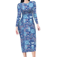 Federated States of Micronesia Merry Christmas Family Matching Long Sleeve Bodycon Dress and Hawaiian Shirt Pacific Patchwork Xmas Vibes - Polynesian Pride