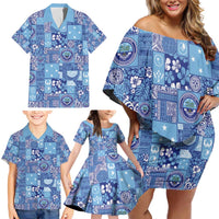 Federated States of Micronesia Merry Christmas Family Matching Off Shoulder Short Dress and Hawaiian Shirt Pacific Patchwork Xmas Vibes LT9 - Polynesian Pride
