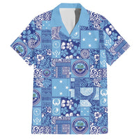 Federated States of Micronesia Merry Christmas Hawaiian Shirt Pacific Patchwork Xmas Vibes LT9 Blue - Polynesian Pride
