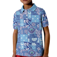 Federated States of Micronesia Merry Christmas Kid Polo Shirt Pacific Patchwork Xmas Vibes LT9 Kid Blue - Polynesian Pride