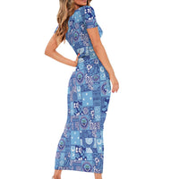 Federated States of Micronesia Merry Christmas Short Sleeve Bodycon Dress Pacific Patchwork Xmas Vibes LT9 - Polynesian Pride