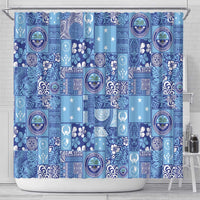 Federated States of Micronesia Merry Christmas Shower Curtain Pacific Patchwork Xmas Vibes - Polynesian Pride
