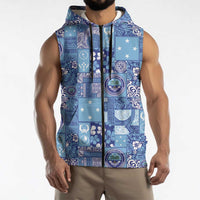 Federated States of Micronesia Merry Christmas Sleeveless Zip Hoodie Pacific Patchwork Xmas Vibes LT9 - Polynesian Pride