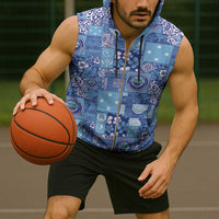 Federated States of Micronesia Merry Christmas Sleeveless Zip Hoodie Pacific Patchwork Xmas Vibes - Polynesian Pride