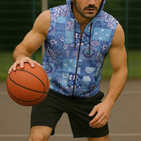 Federated States of Micronesia Merry Christmas Sleeveless Zip Hoodie Pacific Patchwork Xmas Vibes LT9 - Polynesian Pride