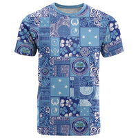 Federated States of Micronesia Merry Christmas T Shirt Pacific Patchwork Xmas Vibes LT9 Blue - Polynesian Pride
