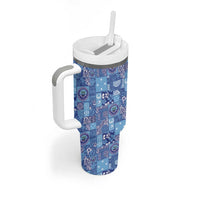 Federated States of Micronesia Merry Christmas Tumbler With Handle Pacific Patchwork Xmas Vibes - Polynesian Pride