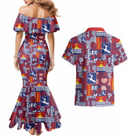 Kiribati Tekeraoi n te Kiritimati Couples Matching Mermaid Dress and Hawaiian Shirt Pacific Patchwork Xmas Vibes - Polynesian Pride
