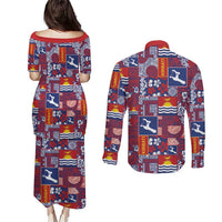 Kiribati Tekeraoi n te Kiritimati Couples Matching Puletasi and Long Sleeve Button Shirt Pacific Patchwork Xmas Vibes LT9 - Polynesian Pride