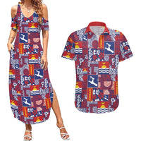 Kiribati Tekeraoi n te Kiritimati Couples Matching Summer Maxi Dress and Hawaiian Shirt Pacific Patchwork Xmas Vibes LT9 Red - Polynesian Pride