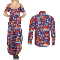 Kiribati Tekeraoi n te Kiritimati Couples Matching Summer Maxi Dress and Long Sleeve Button Shirt Pacific Patchwork Xmas Vibes LT9 - Polynesian Pride