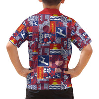 Kiribati Tekeraoi n te Kiritimati Family Matching Long Sleeve Bodycon Dress and Hawaiian Shirt Pacific Patchwork Xmas Vibes - Polynesian Pride