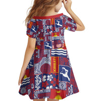 Kiribati Tekeraoi n te Kiritimati Family Matching Off Shoulder Short Dress and Hawaiian Shirt Pacific Patchwork Xmas Vibes - Polynesian Pride