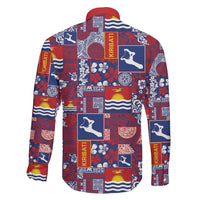 Kiribati Tekeraoi n te Kiritimati Family Matching Off Shoulder Short Dress and Hawaiian Shirt Pacific Patchwork Xmas Vibes - Polynesian Pride