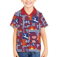 Kiribati Tekeraoi n te Kiritimati Family Matching Off Shoulder Short Dress and Hawaiian Shirt Pacific Patchwork Xmas Vibes - Polynesian Pride