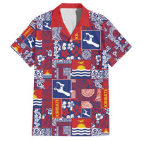 Kiribati Tekeraoi n te Kiritimati Family Matching Puletasi and Hawaiian Shirt Pacific Patchwork Xmas Vibes LT9 Dad's Shirt - Short Sleeve Red - Polynesian Pride