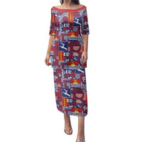 Kiribati Tekeraoi n te Kiritimati Family Matching Puletasi and Hawaiian Shirt Pacific Patchwork Xmas Vibes LT9 Mom's Dress Red - Polynesian Pride