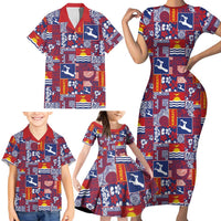 Kiribati Tekeraoi n te Kiritimati Family Matching Short Sleeve Bodycon Dress and Hawaiian Shirt Pacific Patchwork Xmas Vibes - Polynesian Pride