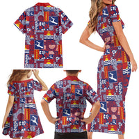 Kiribati Tekeraoi n te Kiritimati Family Matching Short Sleeve Bodycon Dress and Hawaiian Shirt Pacific Patchwork Xmas Vibes - Polynesian Pride