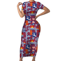 Kiribati Tekeraoi n te Kiritimati Family Matching Short Sleeve Bodycon Dress and Hawaiian Shirt Pacific Patchwork Xmas Vibes - Polynesian Pride