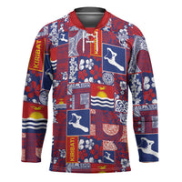 Kiribati Tekeraoi n te Kiritimati Hockey Jersey Pacific Patchwork Xmas Vibes LT9 Unisex Red - Polynesian Pride