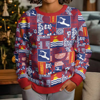 Kiribati Tekeraoi n te Kiritimati Kid Ugly Christmas Sweater Pacific Patchwork Xmas Vibes LT9 - Polynesian Pride