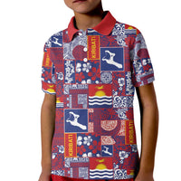 Kiribati Tekeraoi n te Kiritimati Kid Polo Shirt Pacific Patchwork Xmas Vibes LT9 Kid Red - Polynesian Pride
