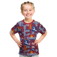Kiribati Tekeraoi n te Kiritimati Kid T Shirt Pacific Patchwork Xmas Vibes LT9 Red - Polynesian Pride