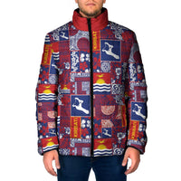 Kiribati Tekeraoi n te Kiritimati Padded Jacket Pacific Patchwork Xmas Vibes - Polynesian Pride