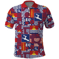 Kiribati Tekeraoi n te Kiritimati Polo Shirt Pacific Patchwork Xmas Vibes LT9 Red - Polynesian Pride