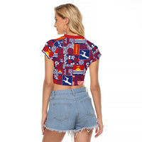 Kiribati Tekeraoi n te Kiritimati Raglan Cropped T Shirt Pacific Patchwork Xmas Vibes LT9 - Polynesian Pride