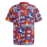 Kiribati Tekeraoi n te Kiritimati Rugby Jersey Pacific Patchwork Xmas Vibes LT9 Red - Polynesian Pride