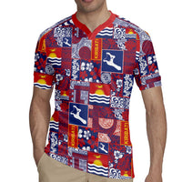 Kiribati Tekeraoi n te Kiritimati Rugby Jersey Pacific Patchwork Xmas Vibes LT9 - Polynesian Pride