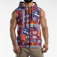 Kiribati Tekeraoi n te Kiritimati Sleeveless Zip Hoodie Pacific Patchwork Xmas Vibes LT9 - Polynesian Pride