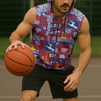 Kiribati Tekeraoi n te Kiritimati Sleeveless Zip Hoodie Pacific Patchwork Xmas Vibes LT9 - Polynesian Pride