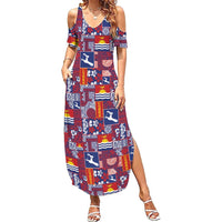Kiribati Tekeraoi n te Kiritimati Summer Maxi Dress Pacific Patchwork Xmas Vibes LT9 Women Red - Polynesian Pride