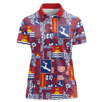 Kiribati Tekeraoi n te Kiritimati Women Polo Shirt Pacific Patchwork Xmas Vibes LT9 Female Red - Polynesian Pride