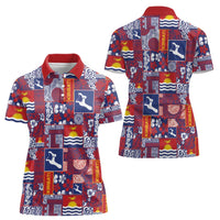 Kiribati Tekeraoi n te Kiritimati Women Polo Shirt Pacific Patchwork Xmas Vibes LT9 - Polynesian Pride