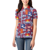 Kiribati Tekeraoi n te Kiritimati Women Polo Shirt Pacific Patchwork Xmas Vibes LT9 - Polynesian Pride