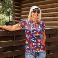 Kiribati Tekeraoi n te Kiritimati Women Polo Shirt Pacific Patchwork Xmas Vibes LT9 - Polynesian Pride