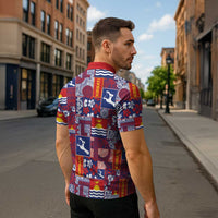 Kiribati Tekeraoi n te Kiritimati Zipper Polo Shirt Pacific Patchwork Xmas Vibes LT9 - Polynesian Pride