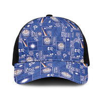 Marshall Islands Merry Christmas Baseball Net Cap Pacific Patchwork Xmas Vibes LT9 One Size Black Blue - Polynesian Pride