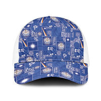 Marshall Islands Merry Christmas Baseball Net Cap Pacific Patchwork Xmas Vibes LT9 One Size White Blue - Polynesian Pride