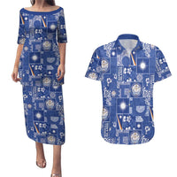Marshall Islands Merry Christmas Couples Matching Puletasi and Hawaiian Shirt Pacific Patchwork Xmas Vibes LT9 Blue - Polynesian Pride